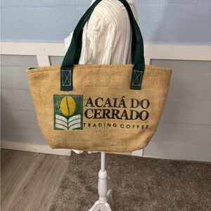 Burlap Shoulder Bag by Bad Hair Bags Large Coffee Bean Sack Padded Green Inside